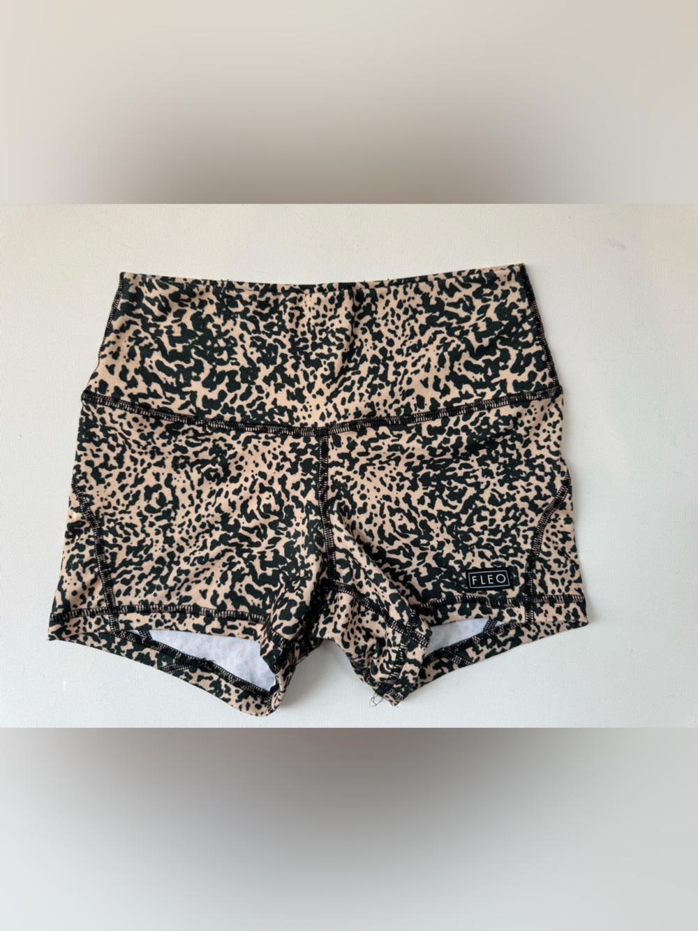 FLEO High-Rise Leopard Print Workout Shorts XS CrossFit Gym Athletic